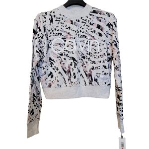 Calvin Klein Performance Gray Purple Pink Abstract Animal Print Pullover Sweater